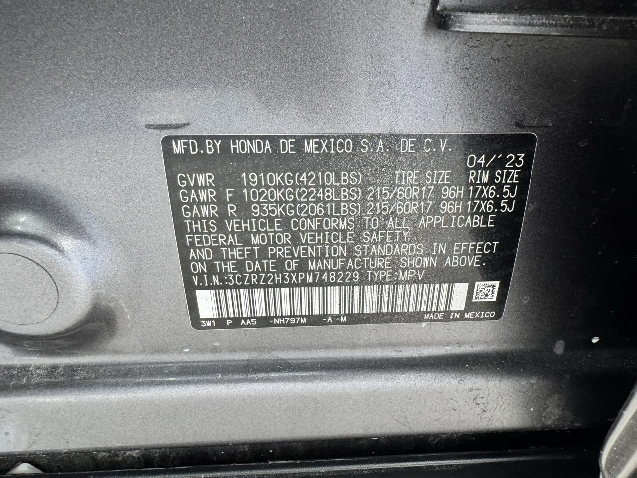 Honda HR-V LX AWD CVT 2023