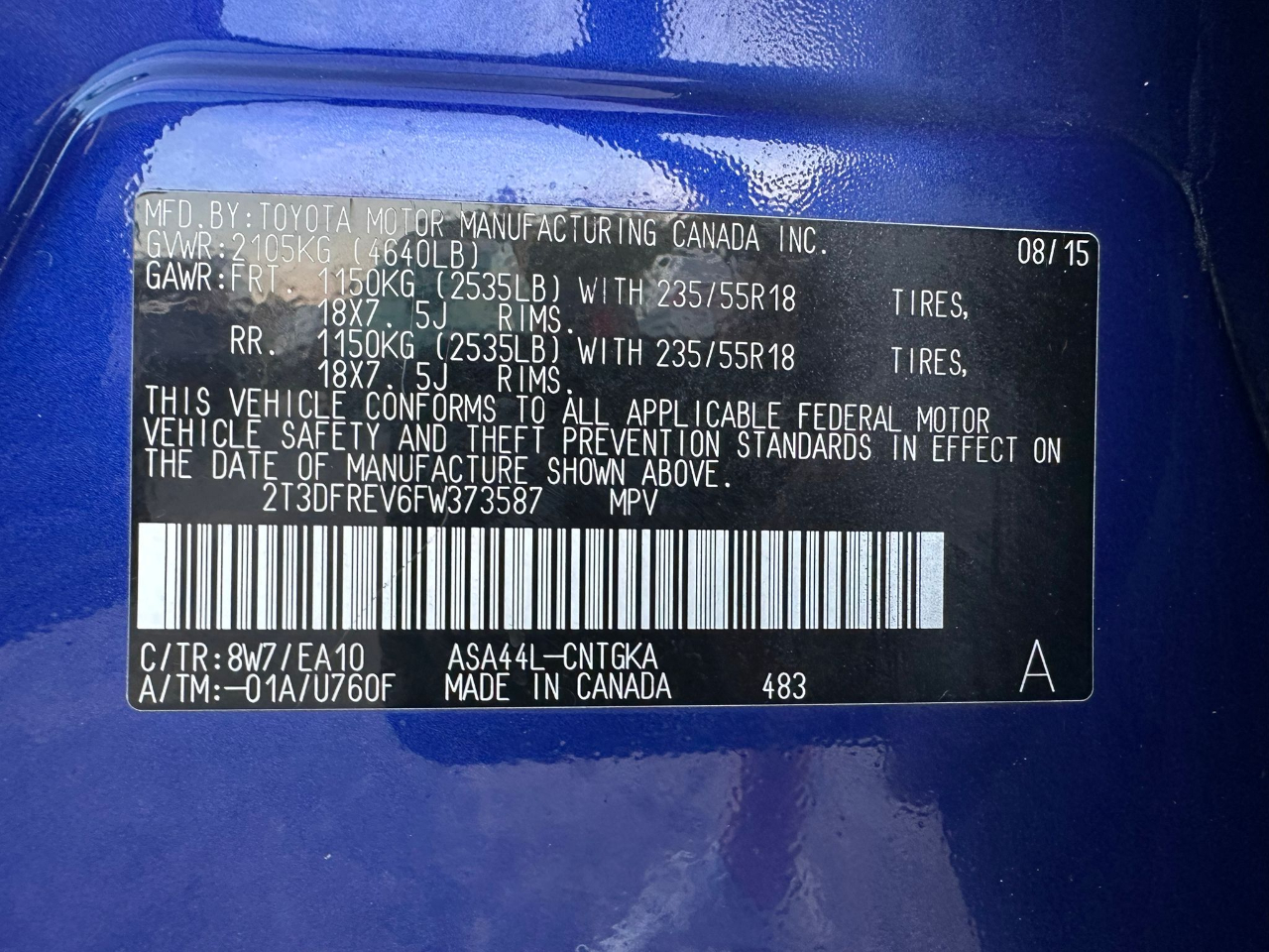 Toyota RAV4 Limited AWD 2015