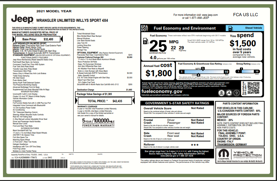Jeep Wrangler Unlimited Willys Sport 4x4 2021