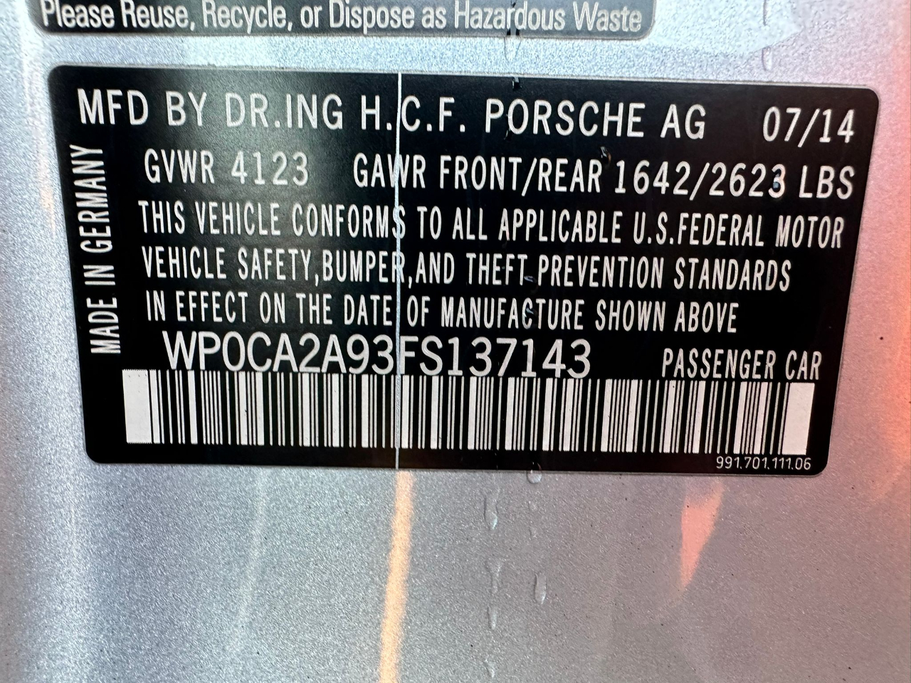 Porsche 911 Carrera Cabriolet 2015