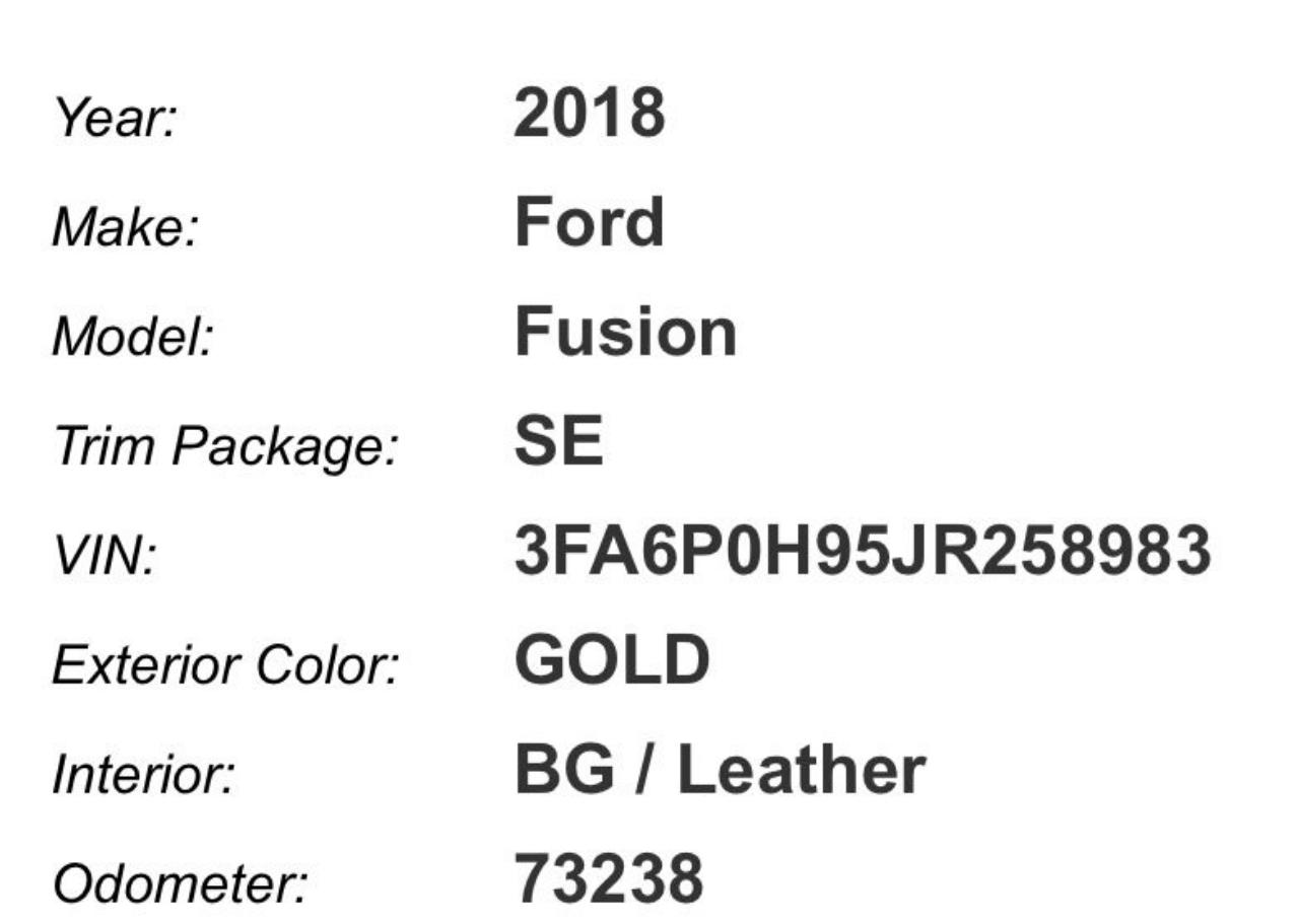 Ford Fusion SE 2018