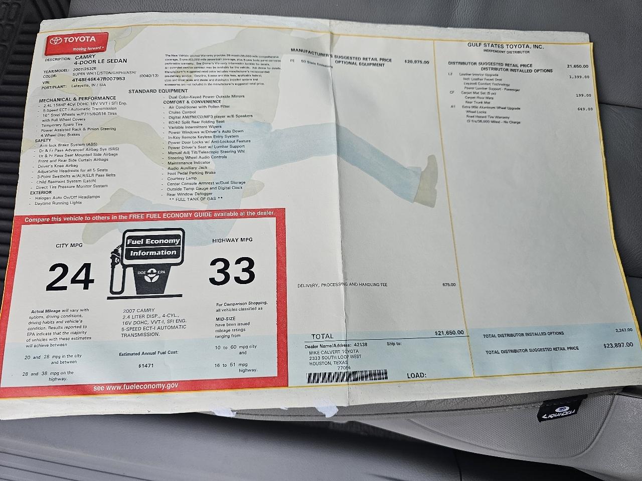 Toyota Camry LE 2007