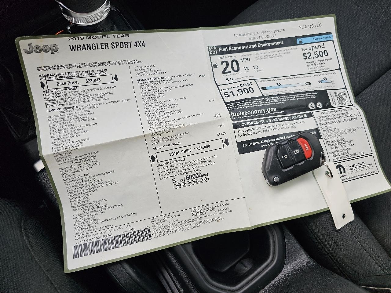 Jeep Wrangler Sport S 2 Door 4x4 2019