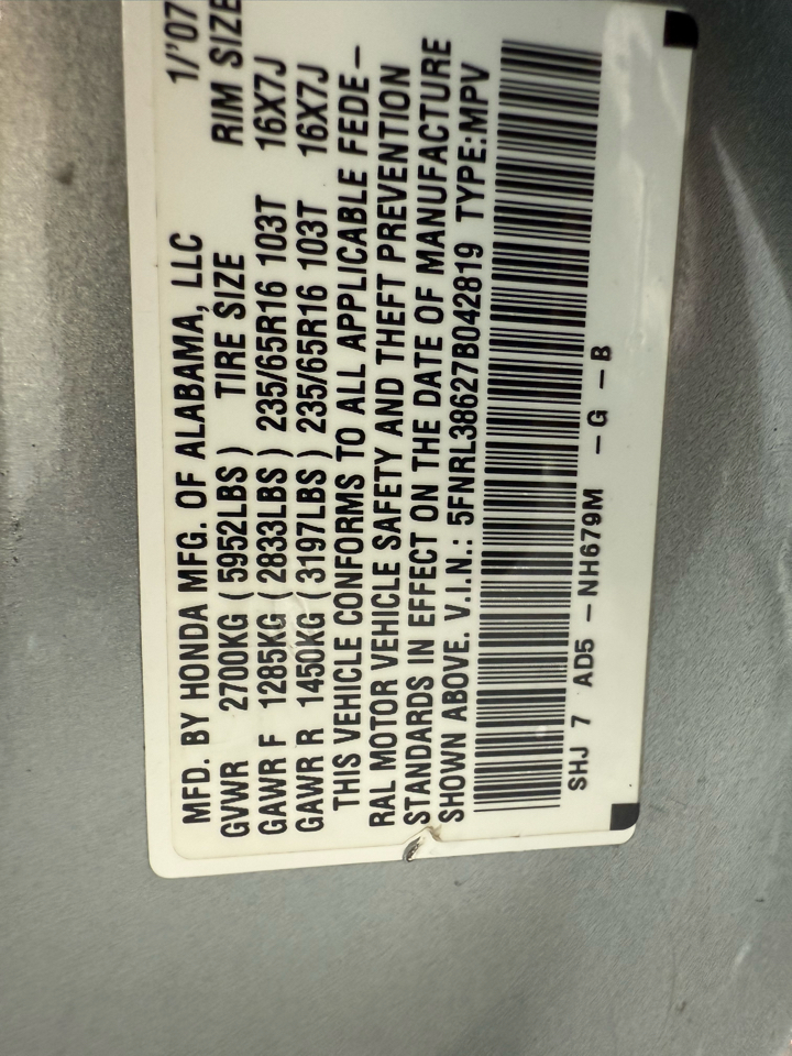 Honda Odyssey 5dr EX-L 2007 Honda Odyssey 5dr EX-L 2007