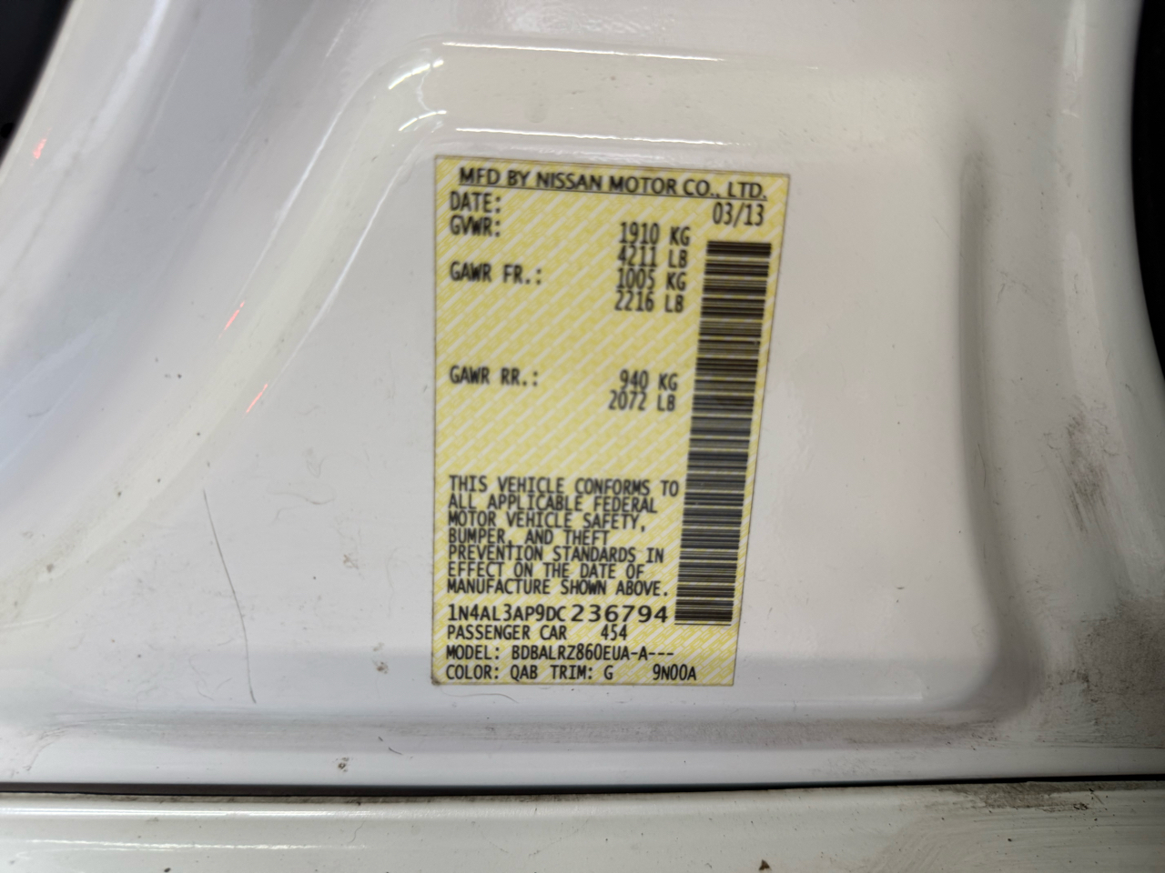 Nissan Altima 4dr Sdn I4 2.5 S 2013 Nissan Altima 4dr Sdn I4 2.5 S 2013