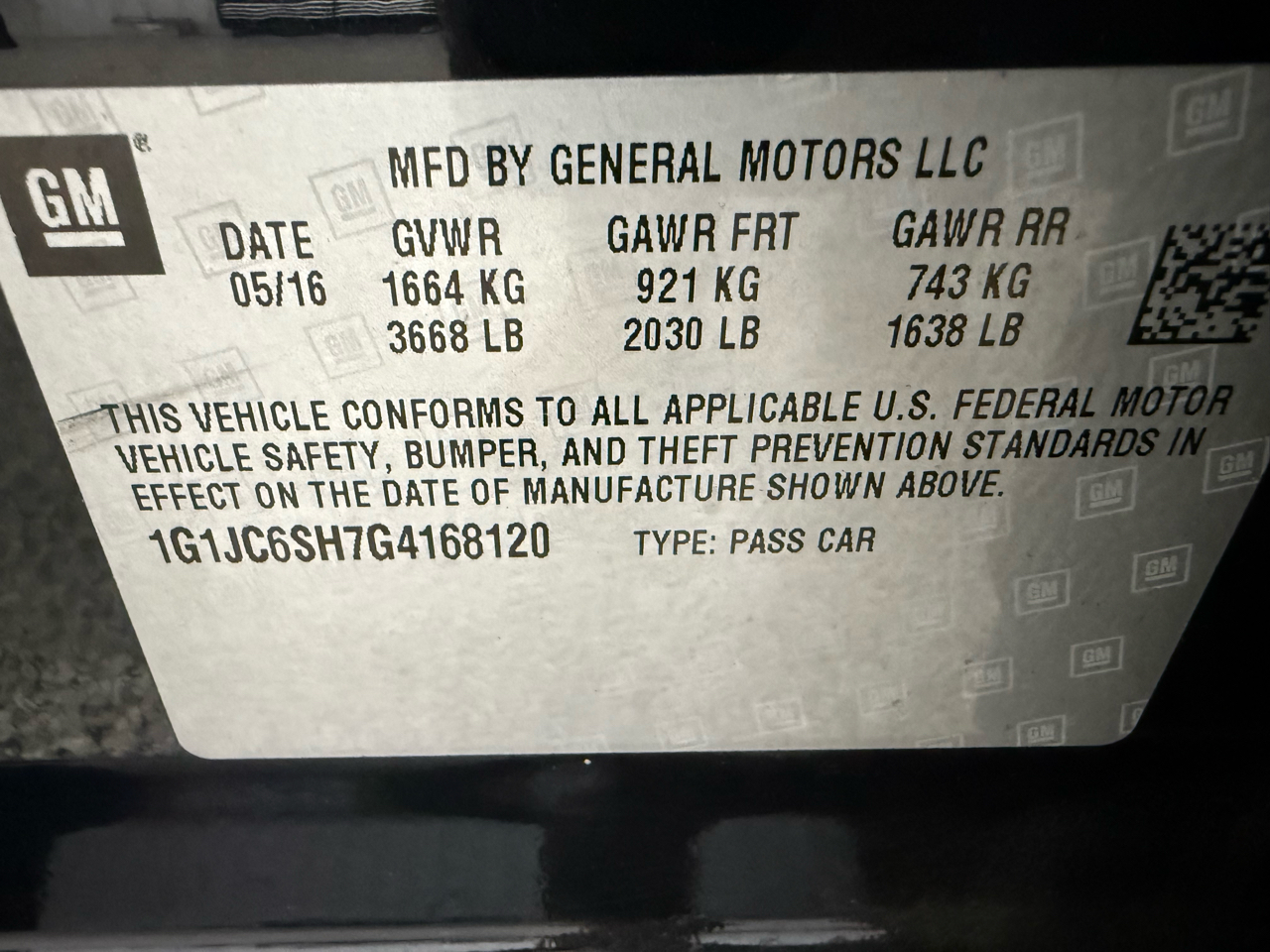 Chevrolet Sonic 5dr HB Auto LT 2016 Chevrolet Sonic 5dr HB Auto LT 2016