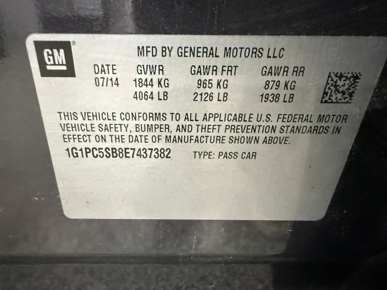 Chevrolet Cruze 4dr Sdn Auto 1LT 2014