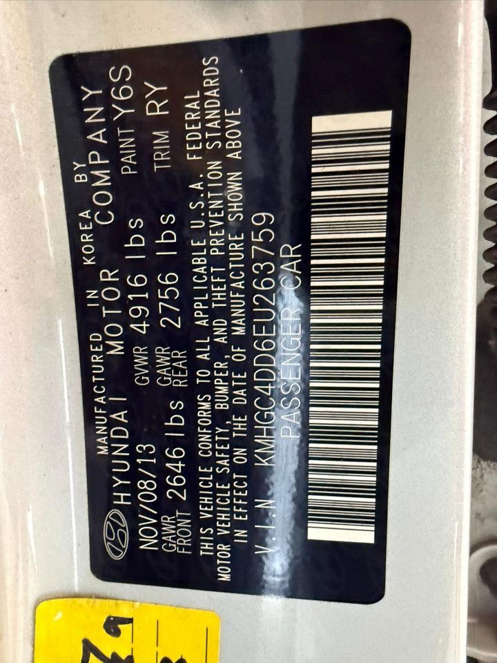Hyundai Genesis 4dr Sdn V6 3.8L 2014