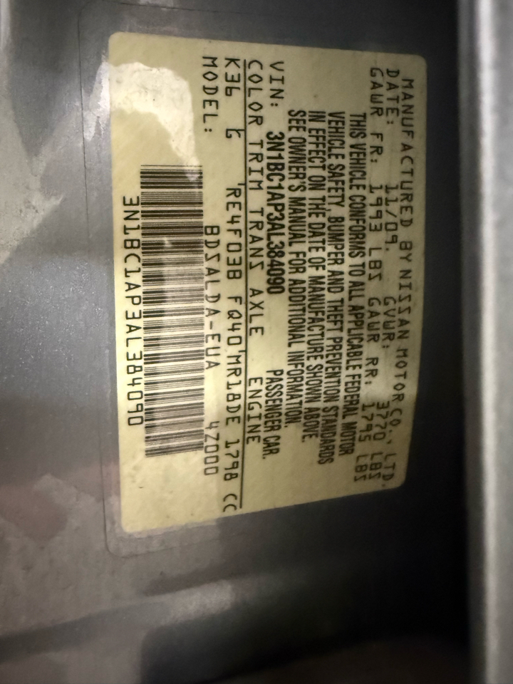 Nissan Versa 4dr Sdn I4 Auto 1.8 S 2010