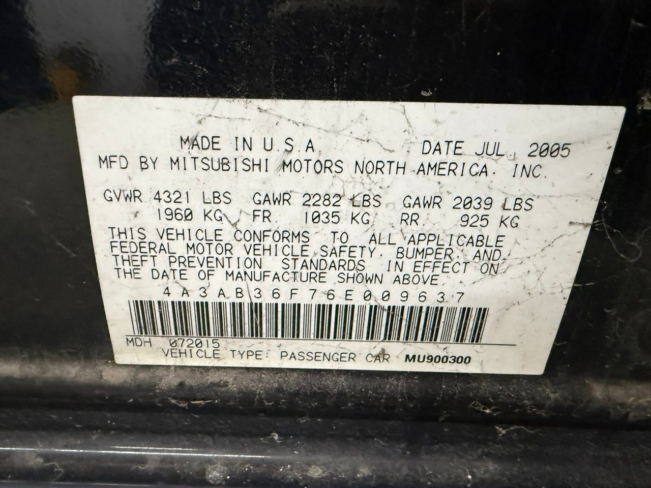 Mitsubishi Galant 4dr Sdn ES 2.4L Auto 2006