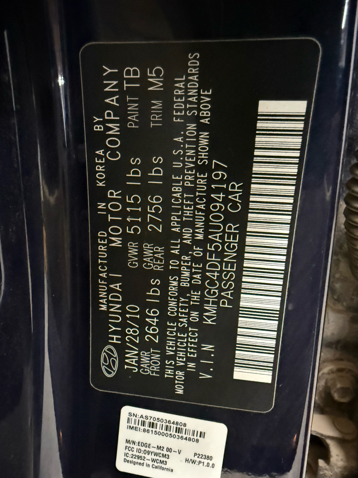 Hyundai Genesis 4dr Sdn 4.6L V8 2010