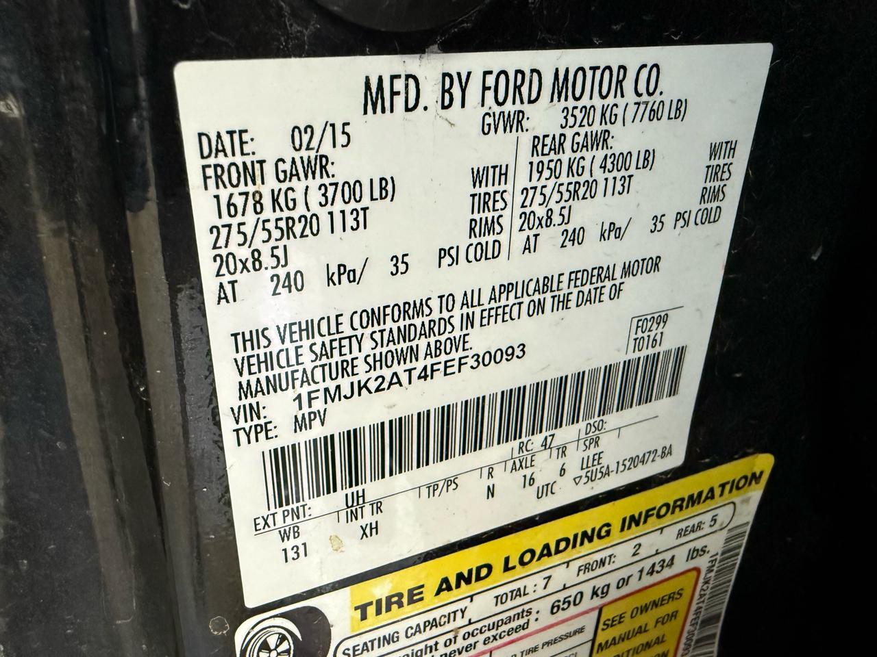 Ford Expedition EL 4WD 4dr Limited 2015