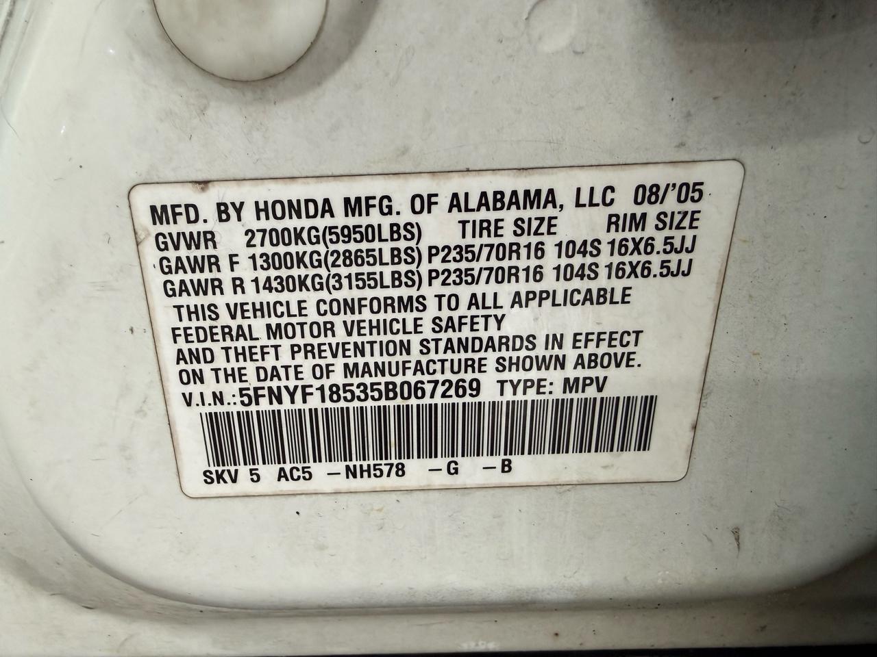 Honda Pilot EX-L AT 2005