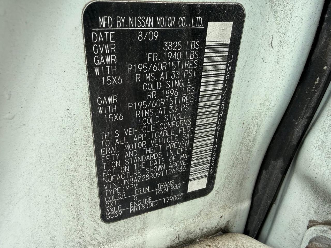 Nissan Cube 5dr Wgn I4 Man 1.8 Base 2009