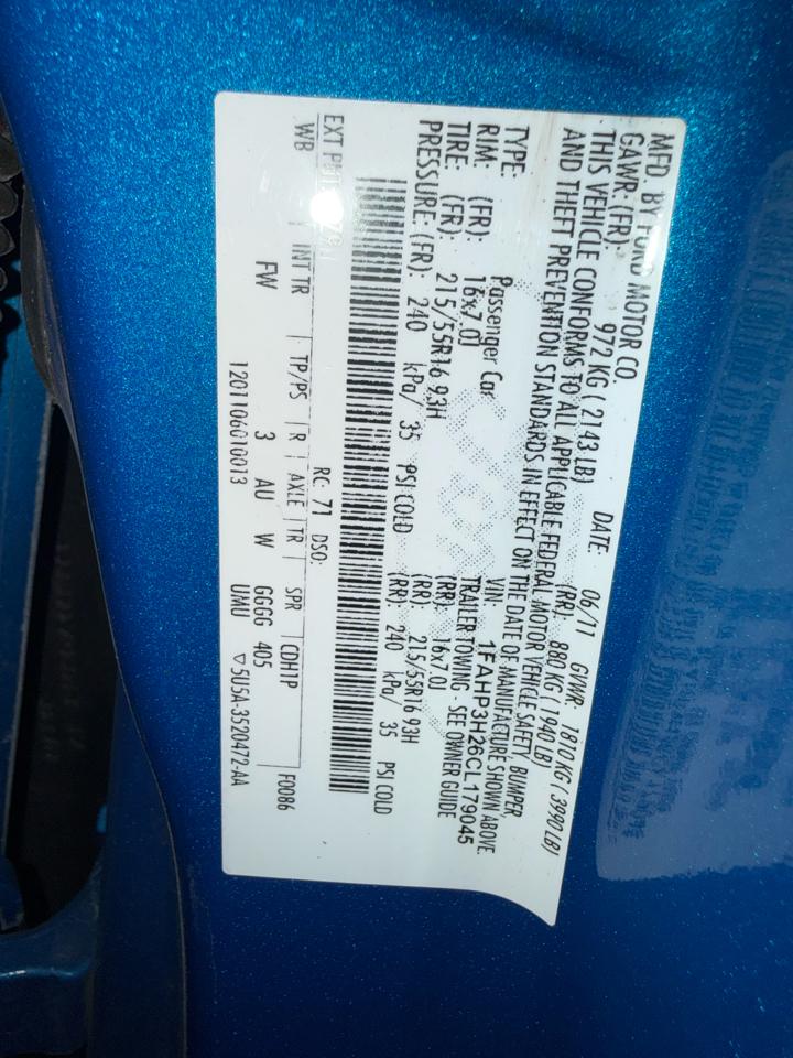 Ford Focus 4dr Sdn SEL 2012