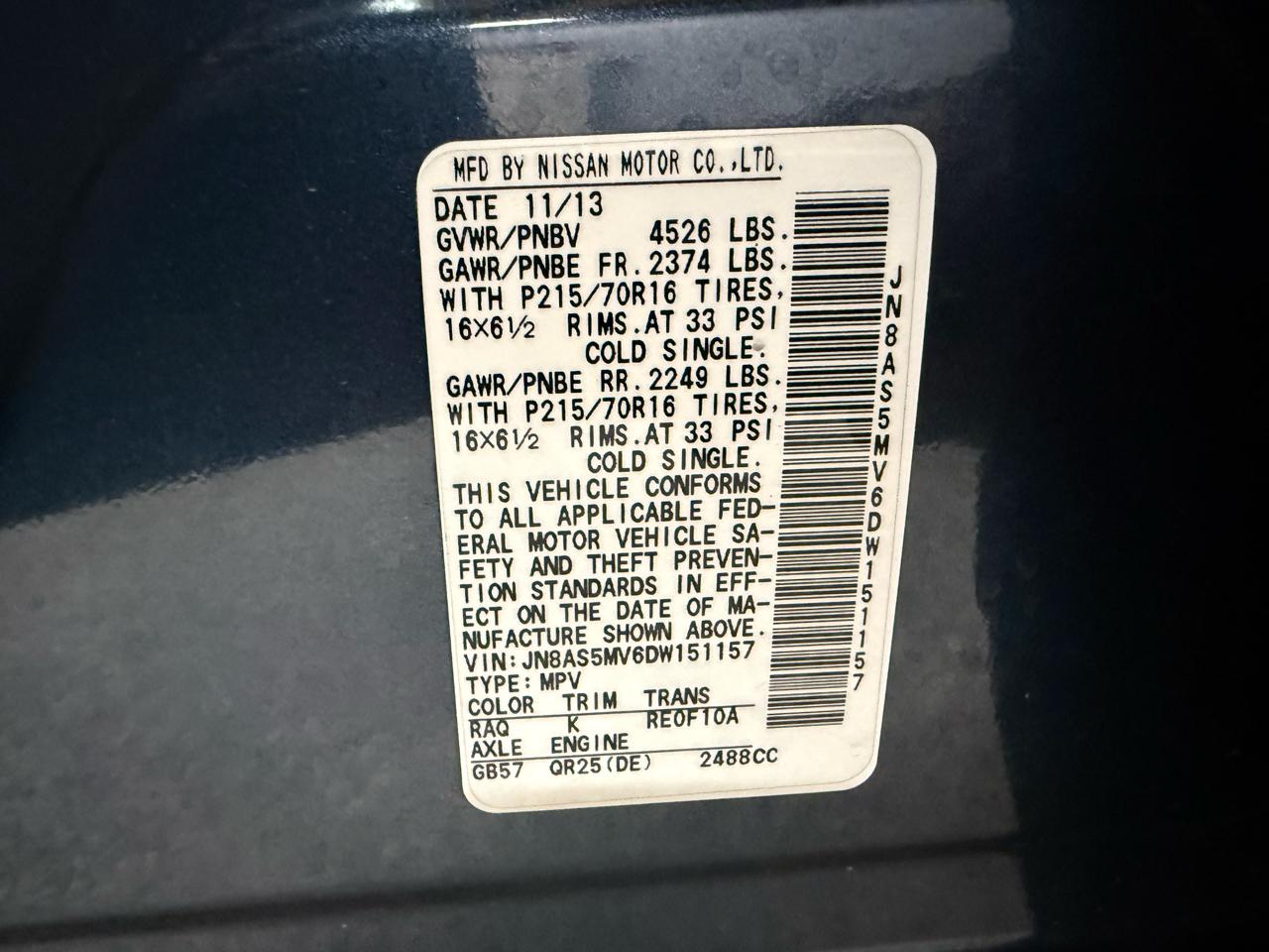 Nissan Rogue AWD 4dr S 2013