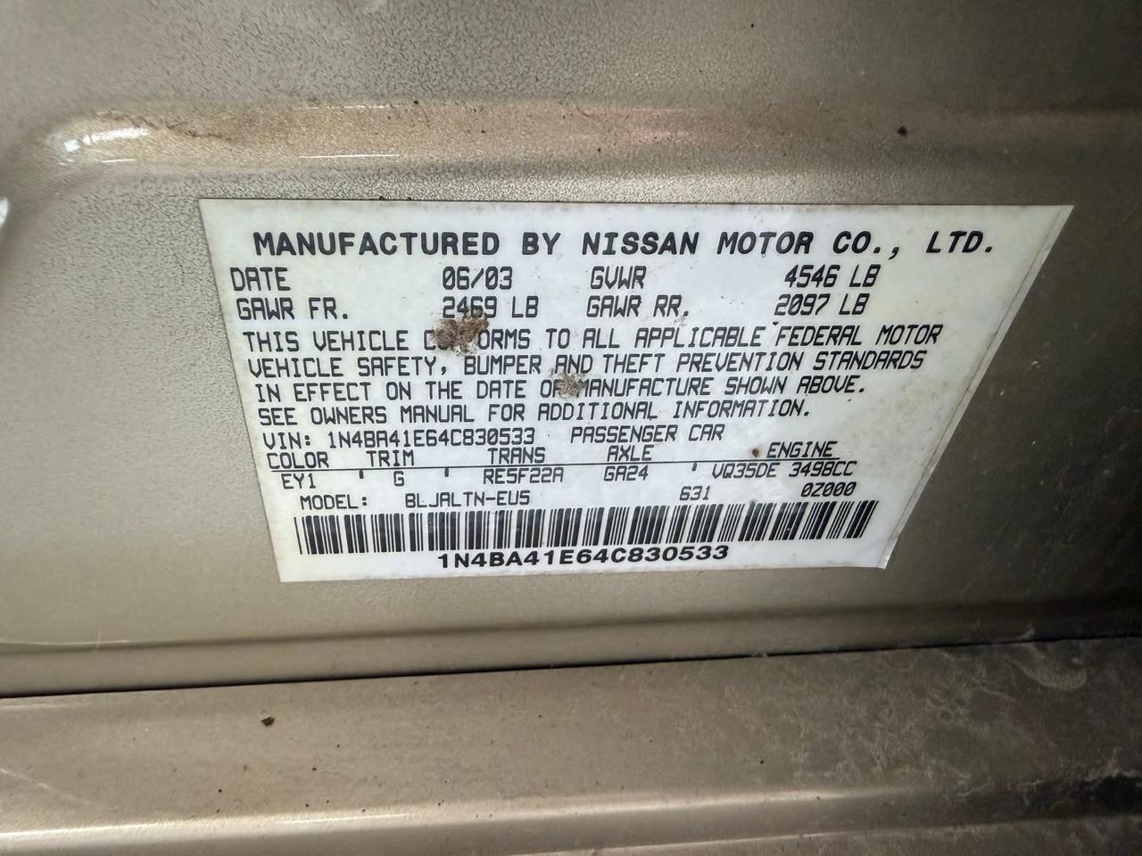 Nissan Maxima 4dr Sdn SE Auto 2004