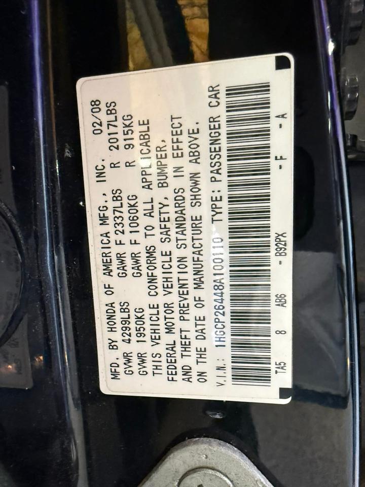 Honda Accord Sdn 4dr I4 Auto LX-P 2008