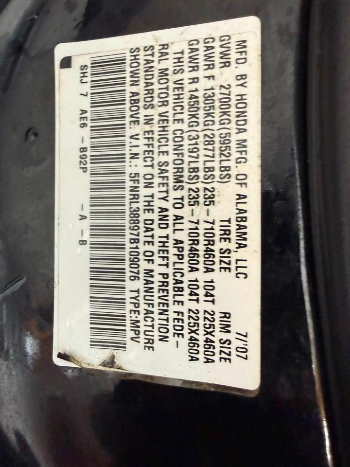 Honda Odyssey 5dr Touring w/RES 2007