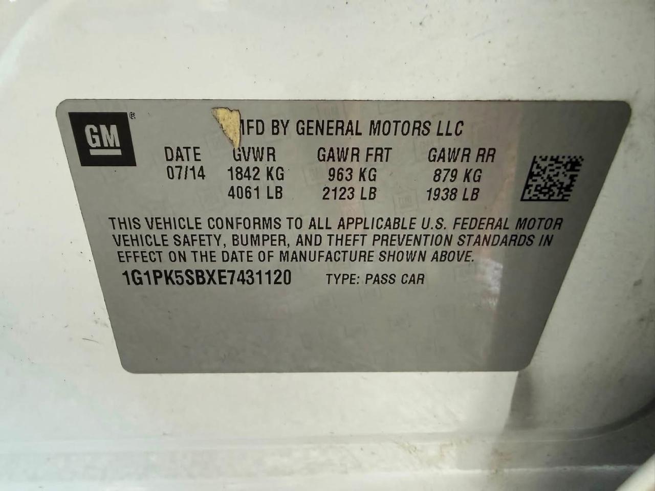 Chevrolet Cruze 4dr Sdn LT 2014
