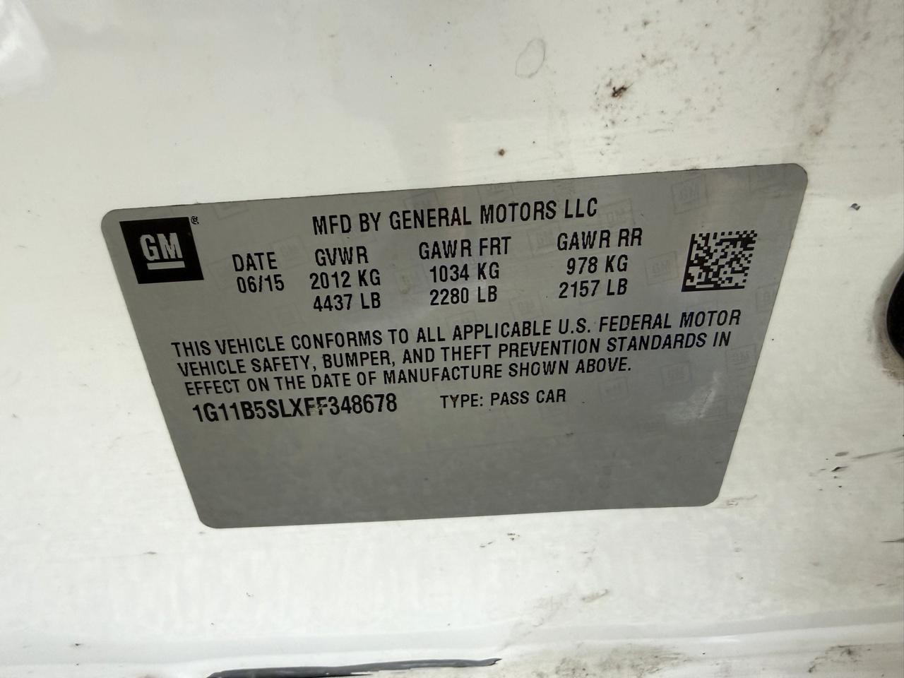 Chevrolet Malibu 4dr Sdn LS w/1LS 2015