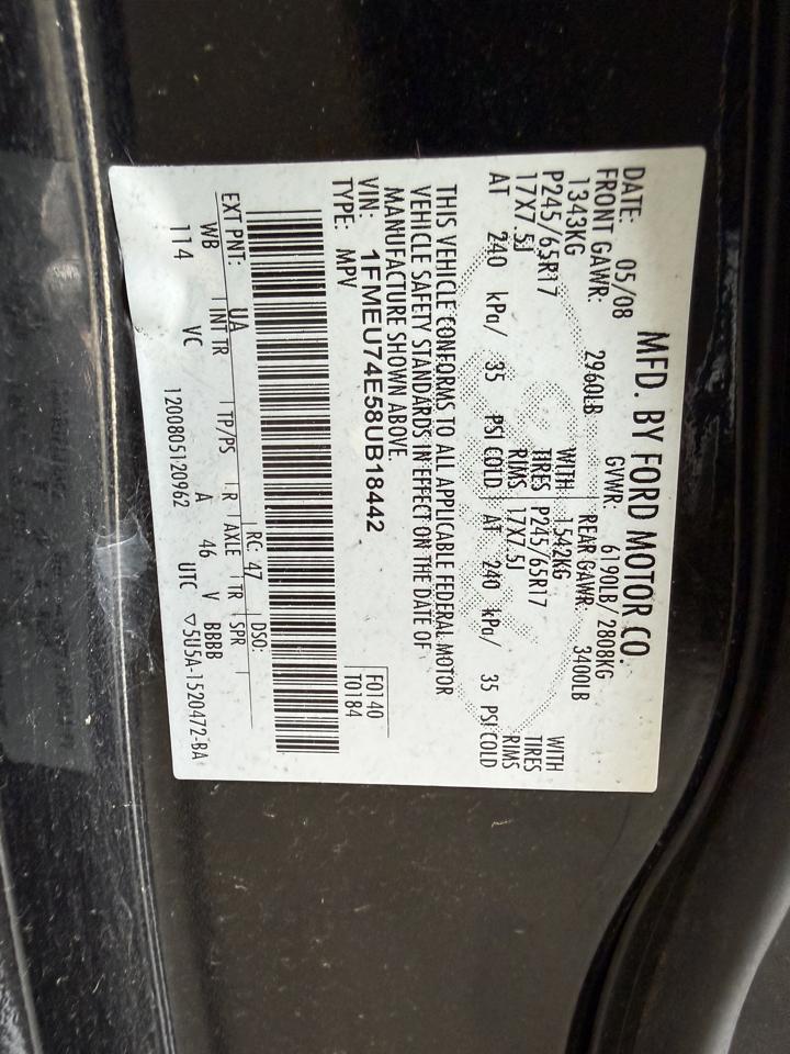 Ford Explorer 4WD 4dr V6 Eddie Bauer 2008