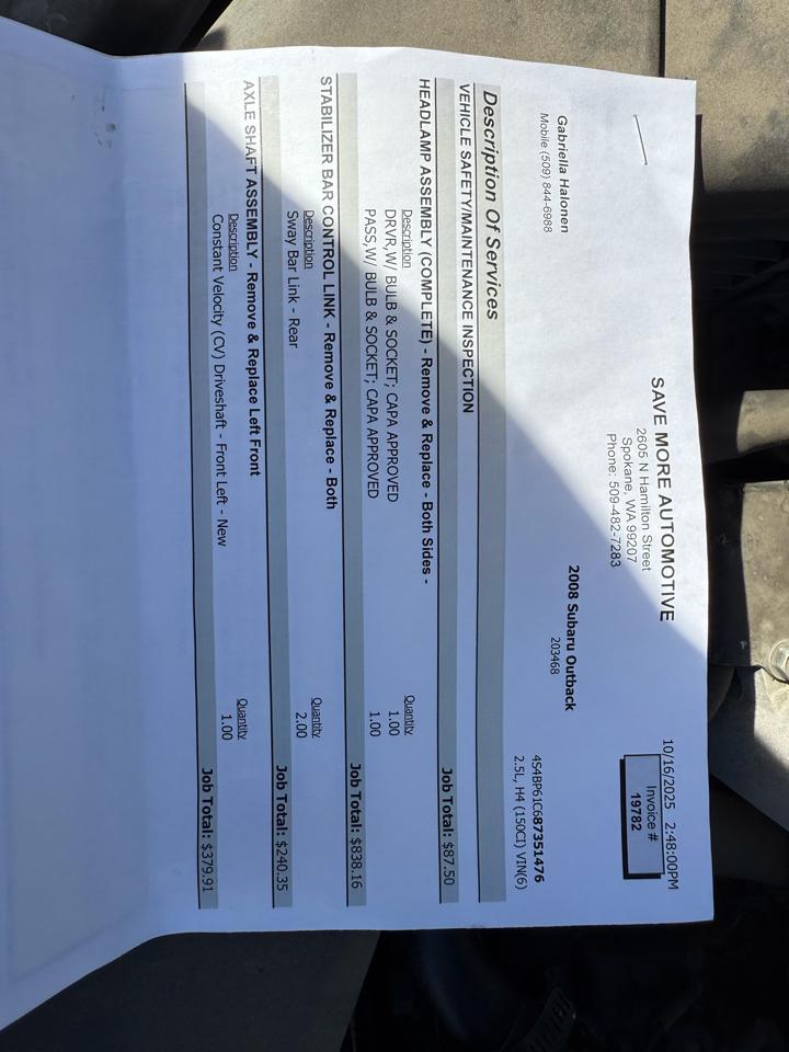 Subaru Outback 2.5i 2008