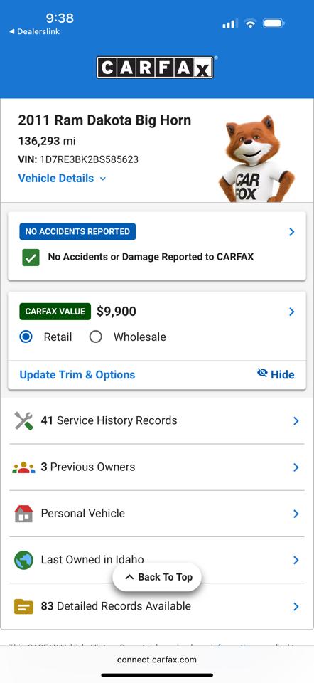 Dodge Dakota SXT Extended Cab 2WD 2011