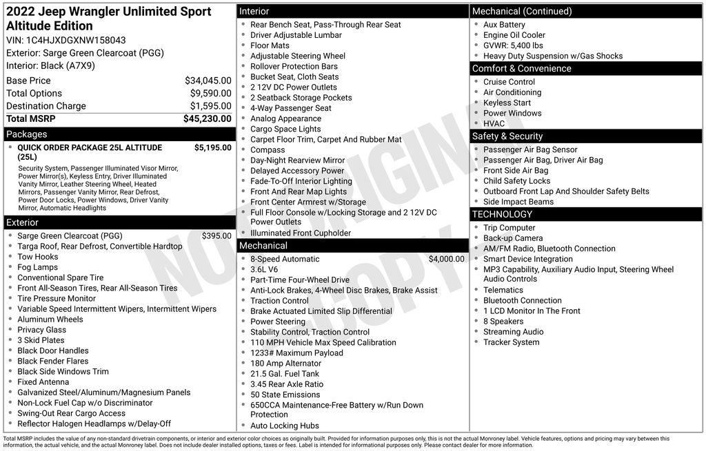 Jeep Wrangler Unlimited Sport Altitude 4x4 2022
