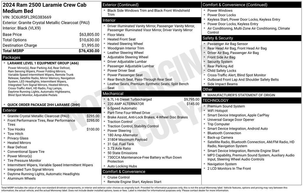 RAM 2500 Laramie 4x4 Crew Cab 6'4" Box 2024