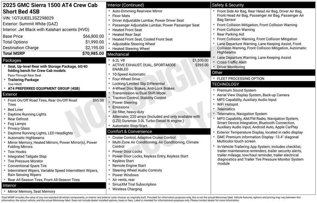 GMC Sierra 1500 4WD Crew Cab 147" AT4 2025