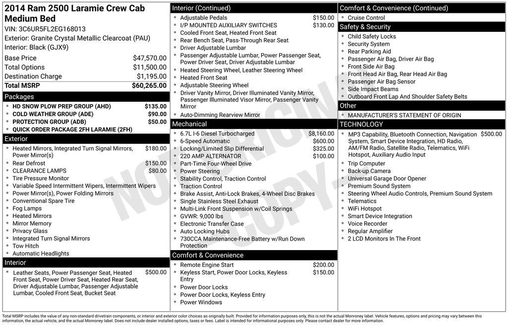 RAM 2500 4WD Crew Cab 149" Laramie 2014