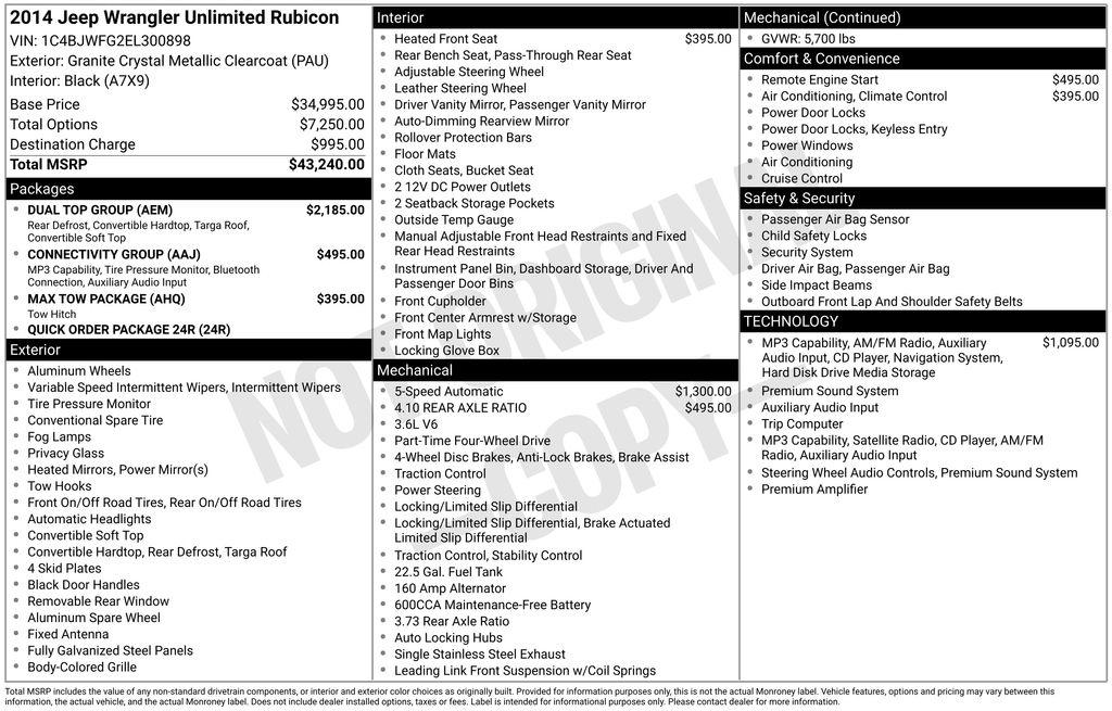 Jeep Wrangler Unlimited 4WD 4dr Rubicon 2014