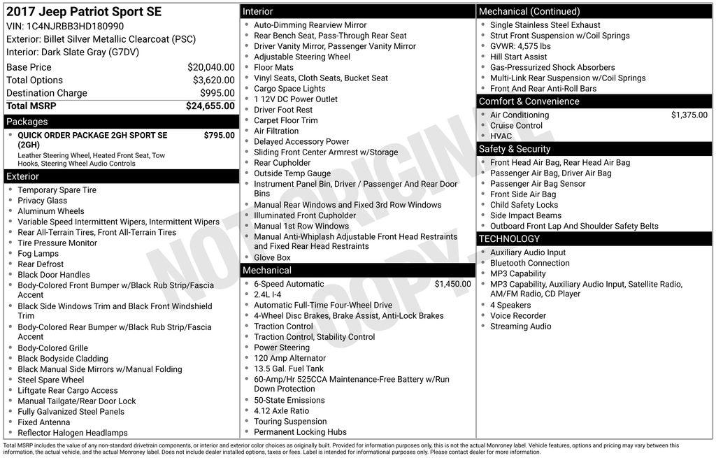 Jeep Patriot Sport SE 4x4 2017