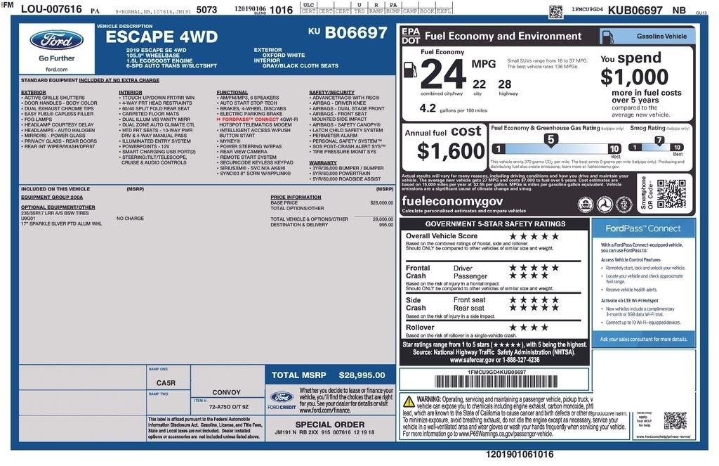 Ford Escape SE 4WD 2019