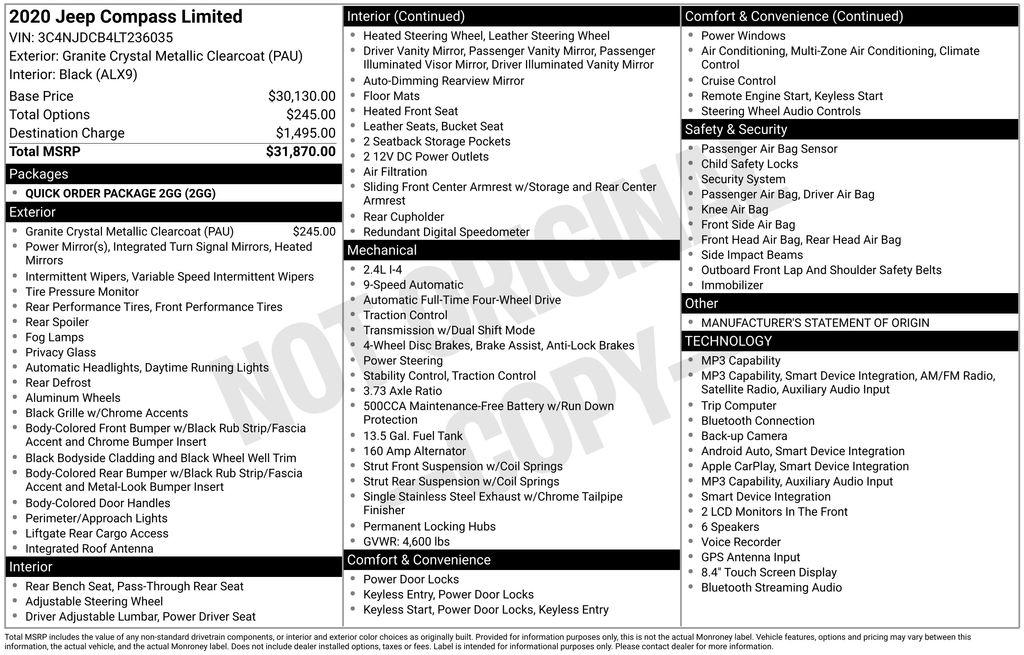 Jeep Compass Limited 4x4 2020