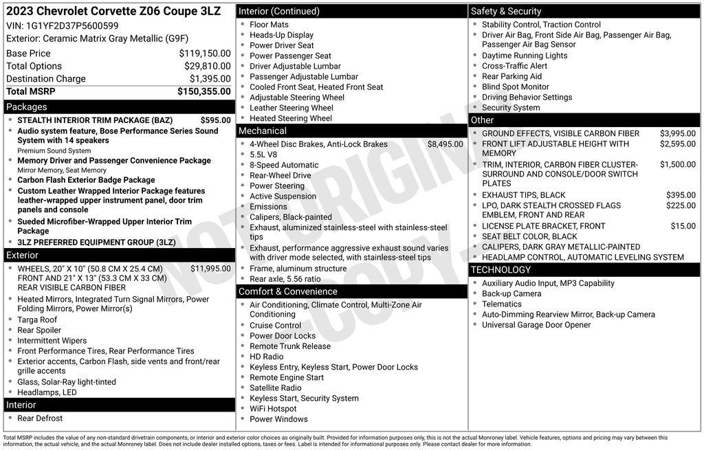 Chevrolet Corvette 2dr Z06 Cpe w/3LZ 2023