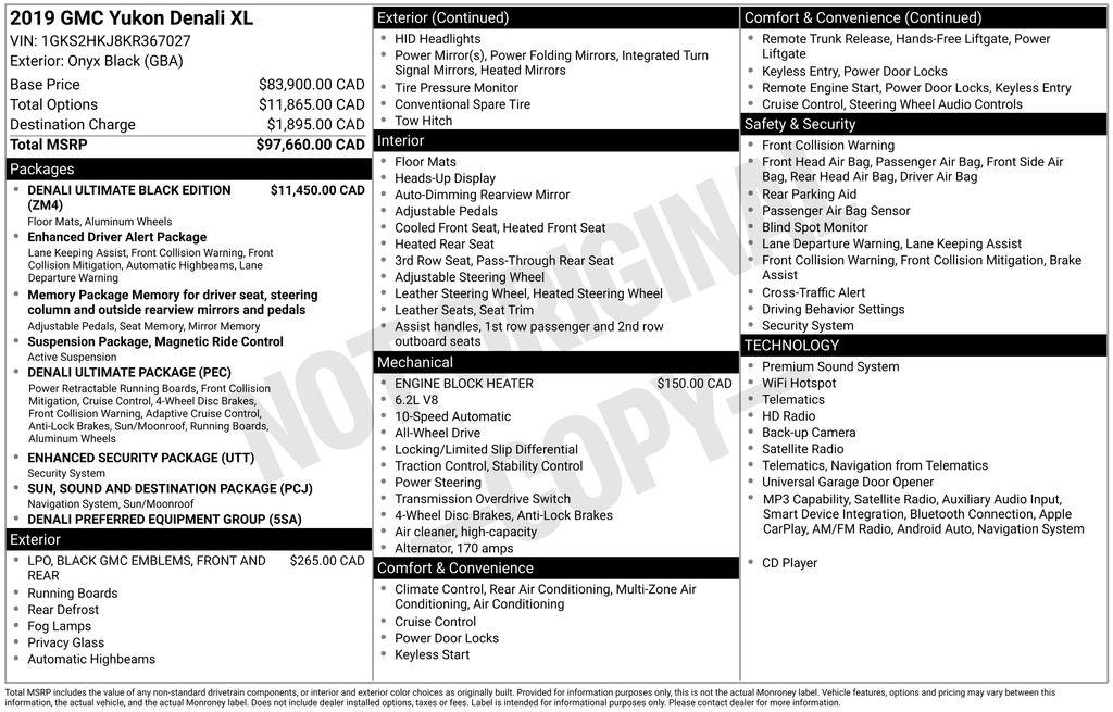 GMC Yukon XL 4WD 4dr Denali 2019