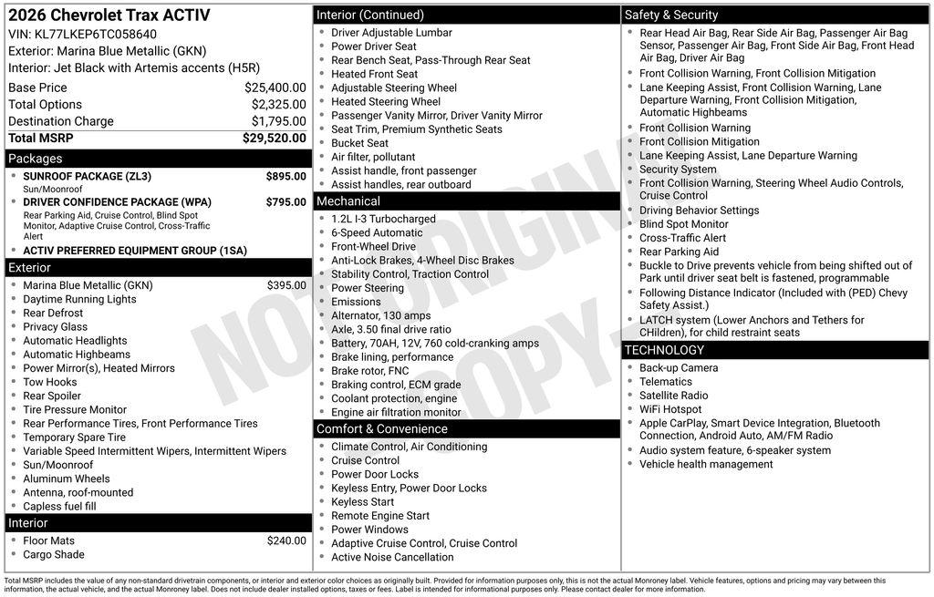 Chevrolet Trax FWD 4dr ACTIV 2026