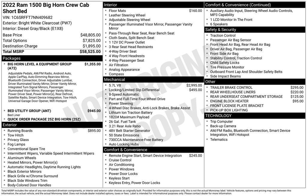 RAM 1500 Big Horn 4x4 Crew Cab 5'7" Box 2022
