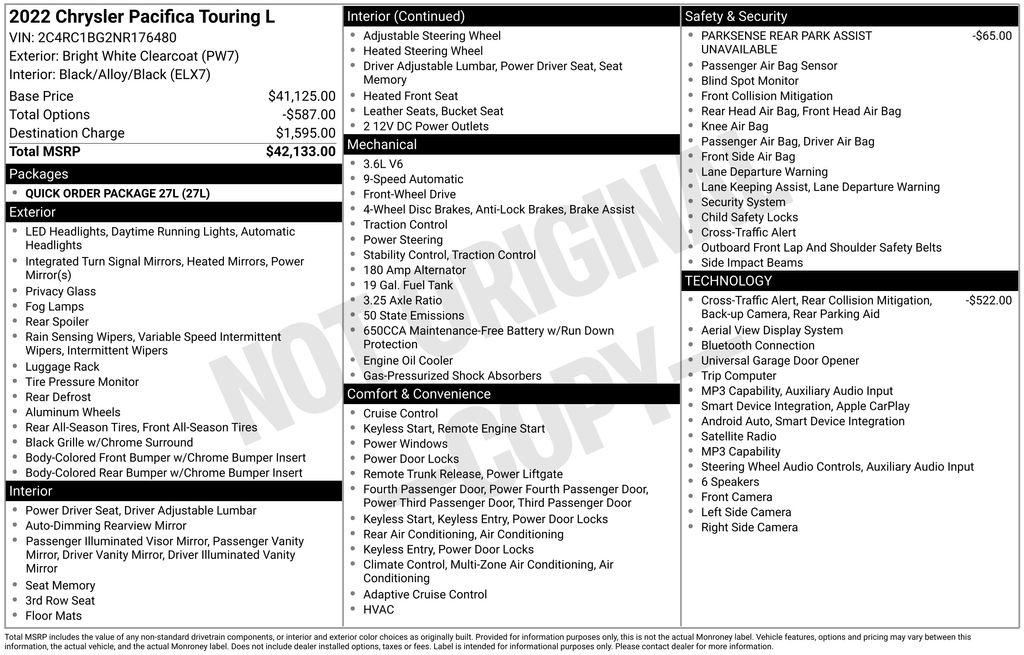 Chrysler Pacifica Touring L FWD 2022