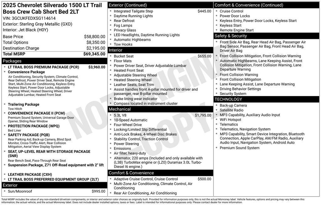 Chevrolet Silverado 1500 4WD Crew Cab 147" LT Trail Boss 2025