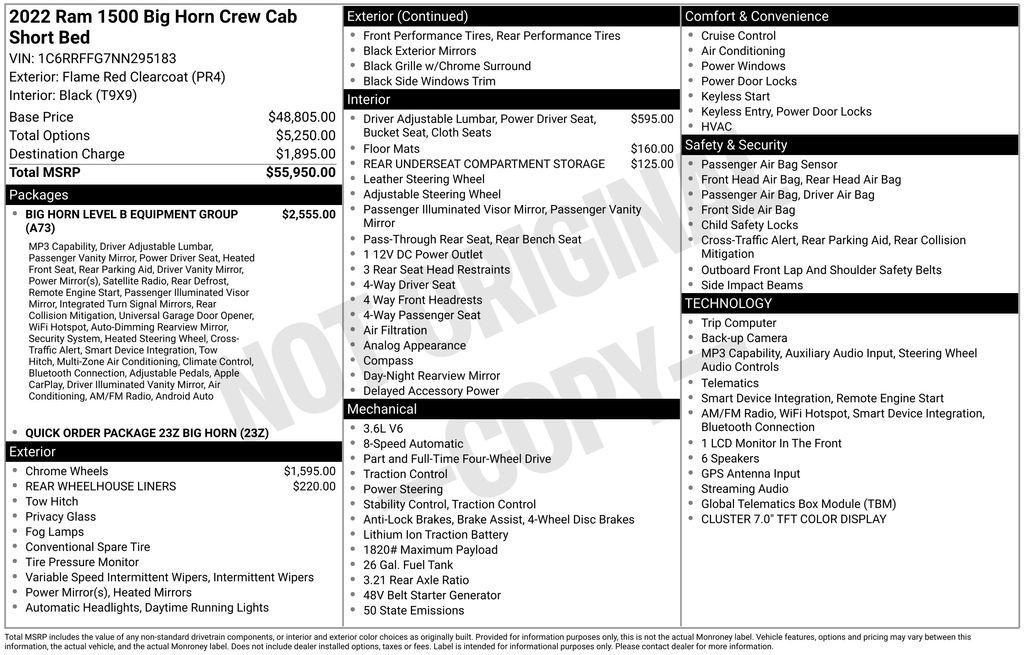 RAM 1500 Big Horn 4x4 Crew Cab 5'7" Box 2022
