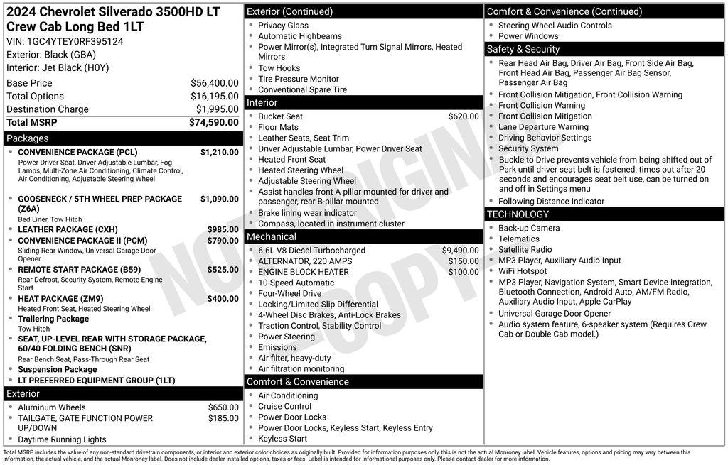 Chevrolet Silverado 3500HD 4WD Crew Cab 172" LT 2024