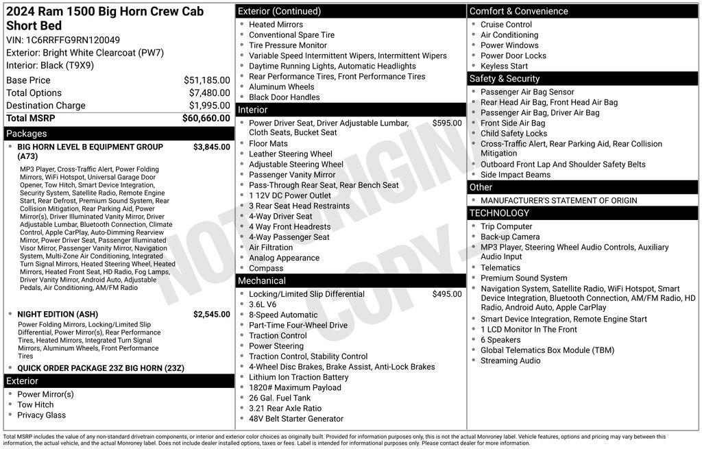 RAM 1500 Big Horn 4x4 Crew Cab 5'7" Box 2024