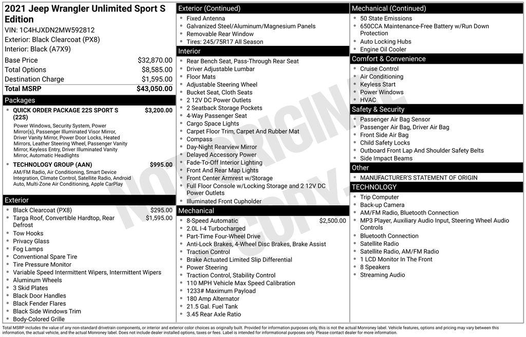 Jeep Wrangler Unlimited Sport S 4x4 2021