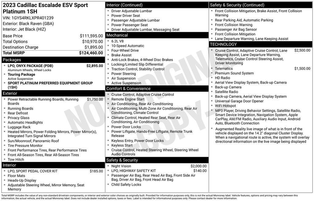 Cadillac Escalade ESV 4WD 4dr Sport Platinum 2023