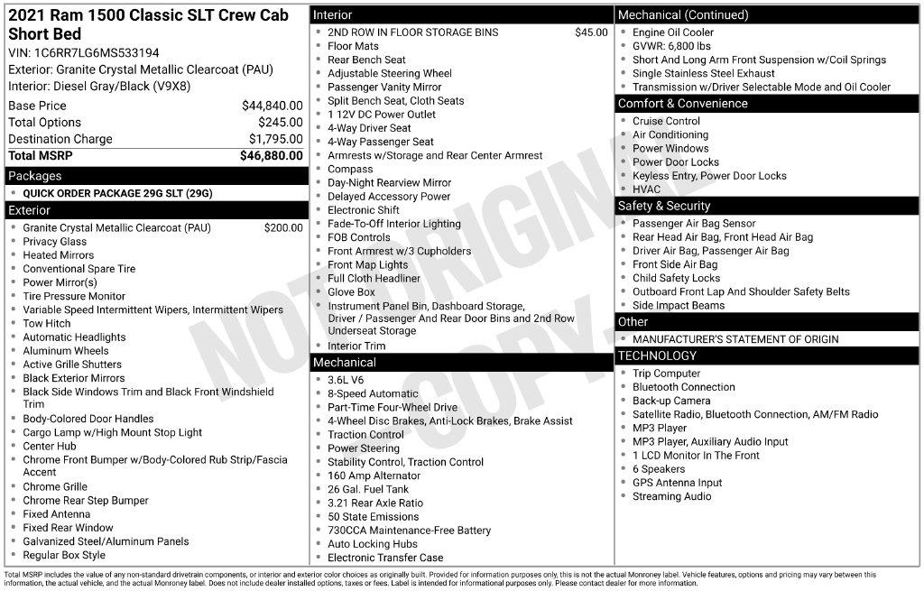 RAM 1500 Classic Warlock 4x4 Crew Cab 5'7" Box 2021
