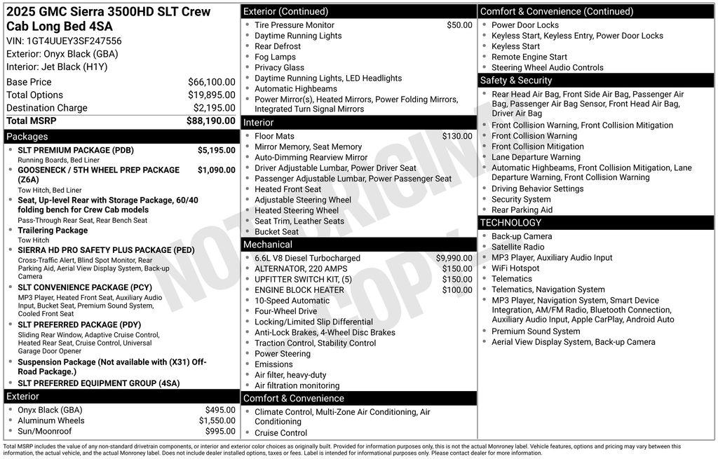 GMC Sierra 3500HD 4WD Crew Cab 172" SLT 2025