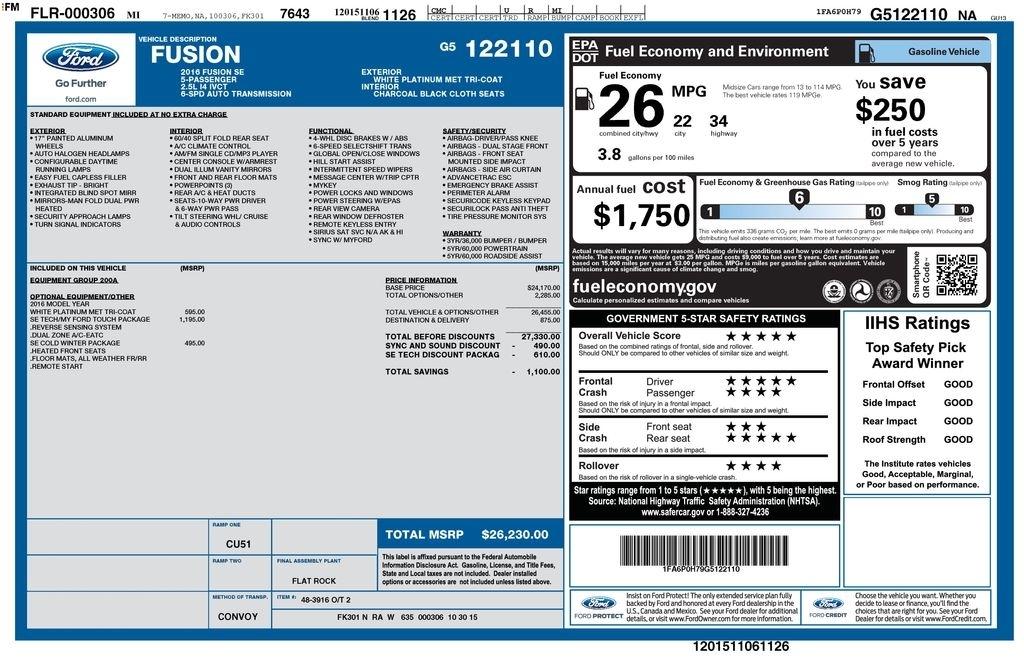 Ford Fusion 4dr Sdn SE FWD 2016